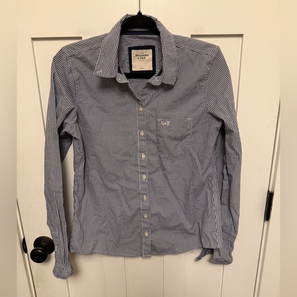 Abercrombie and Fitch A&F Button Down Long Sleeve Shirt Large Check Preppy